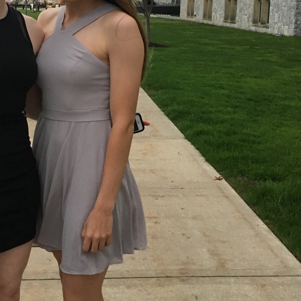 Lulu’s Grey Formal Skater Dress - Picture 3 of 3